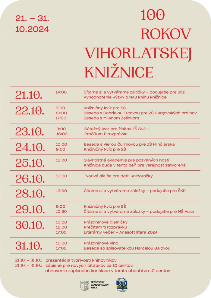 100. výročie vyhorlatskej knižnice