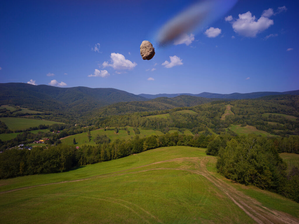 Meteoroid nad Zbojom - upravená fotka